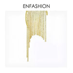 Gold-toned rhinestone tassel earring.