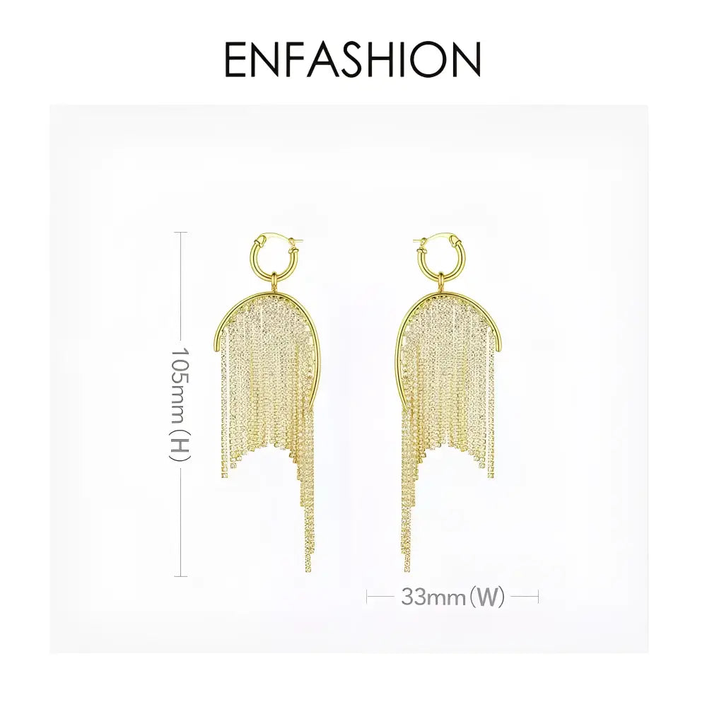 Gold-toned fringe earrings.