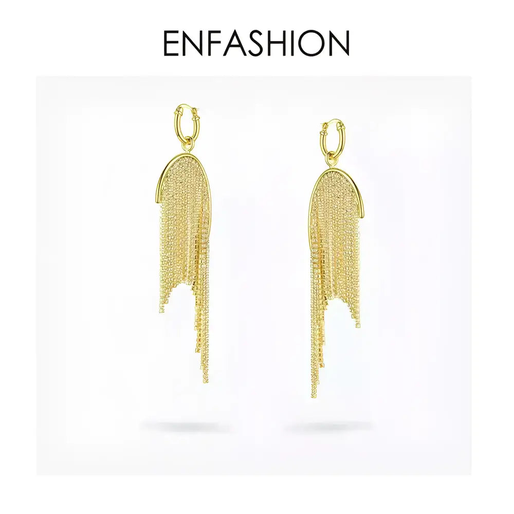 Pair of gold tassel earrings.