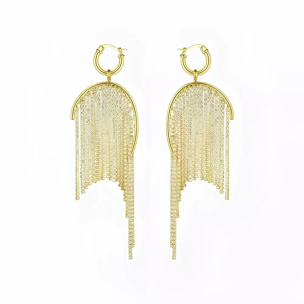 Pair of gold-toned fringe earrings.