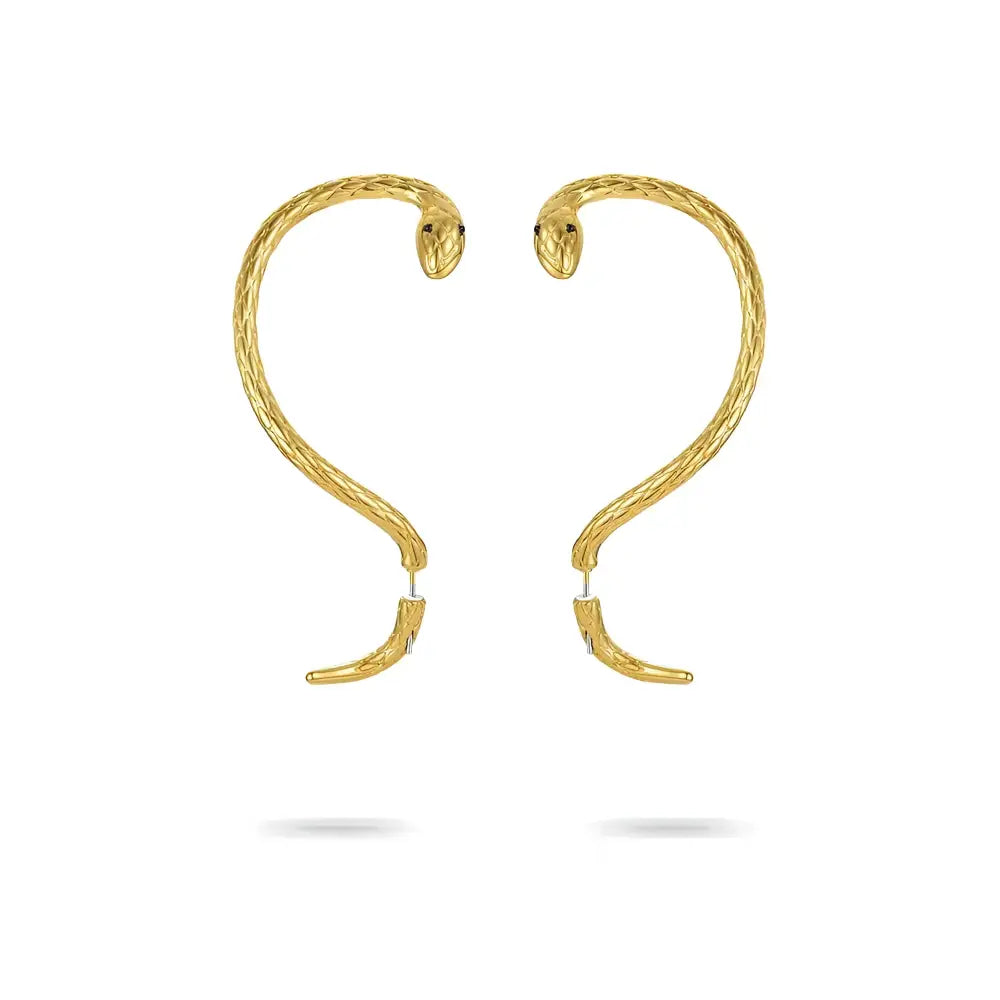 Pair of gold snake earrings.