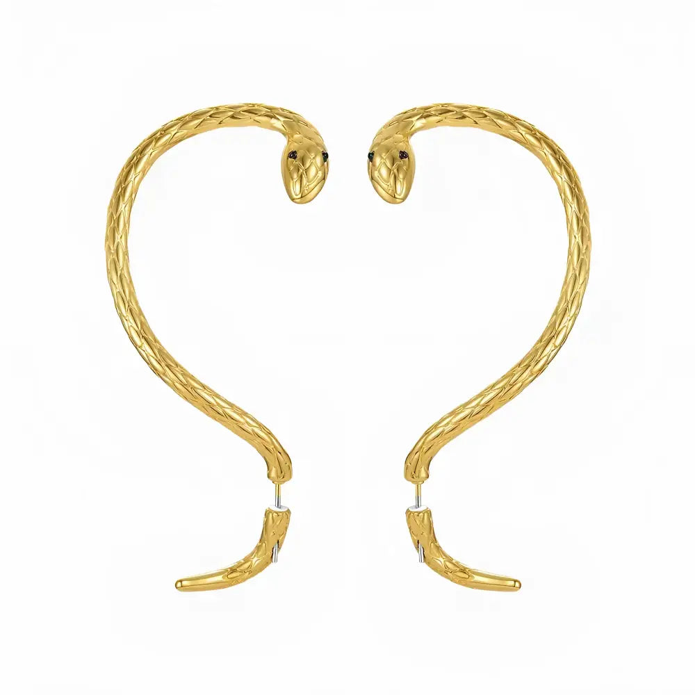 Pair of gold snake earrings.
