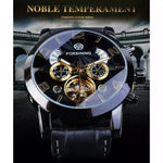 Black and gold Forsining luxury watch from Forsining watches collection displayed