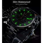 Black waterproof wristwatch with luminous markers from FORSINING stainless steel watches collection