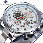 Silver-tone automatic stainless steel wristwatch with day and date complications for stylish accessories