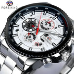 Silver-tone stainless steel automatic wristwatch with chronograph from Forsining watches