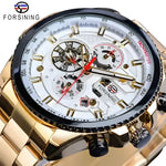 Gold-tone automatic stainless steel wristwatch with chronograph from FORSINING watches