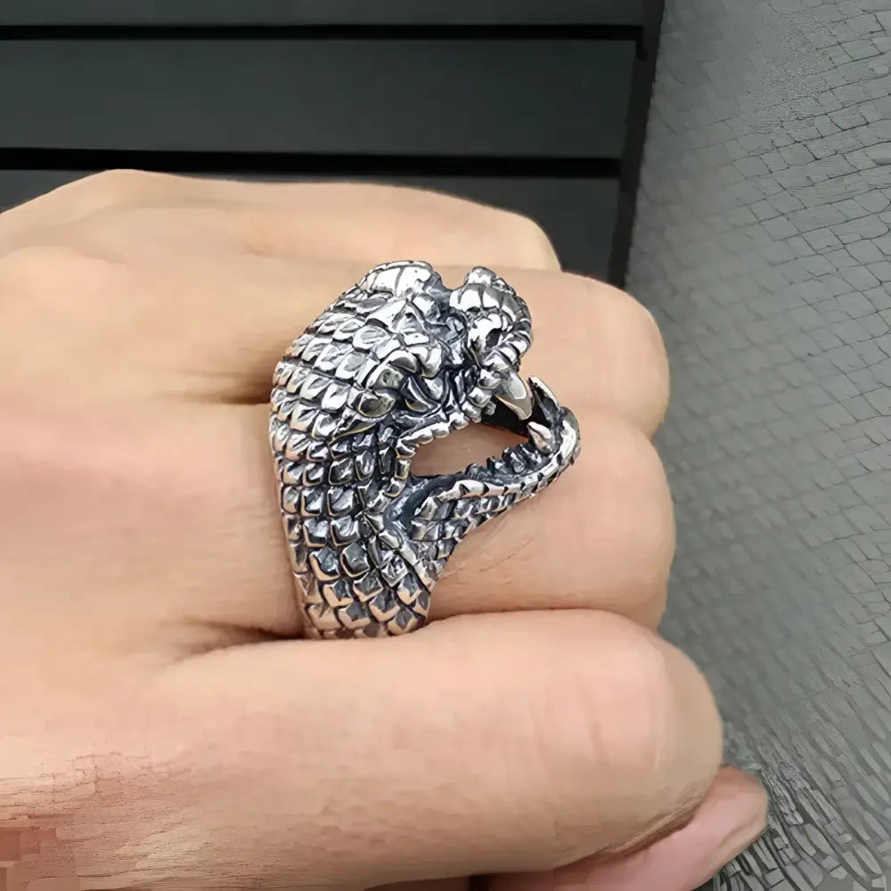 Silver snake ring.