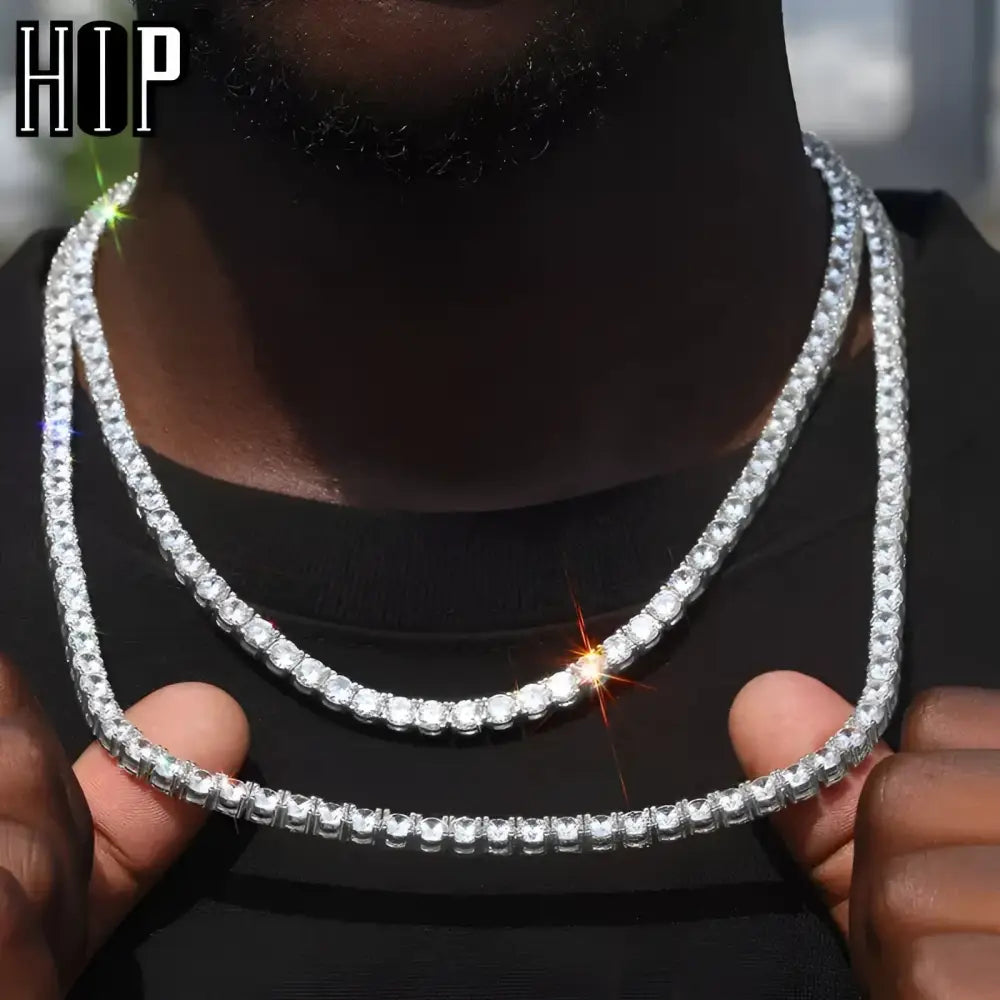 Two diamond tennis necklaces.