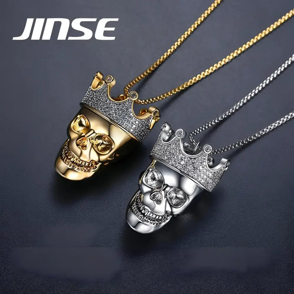 Skull and crown pendants.