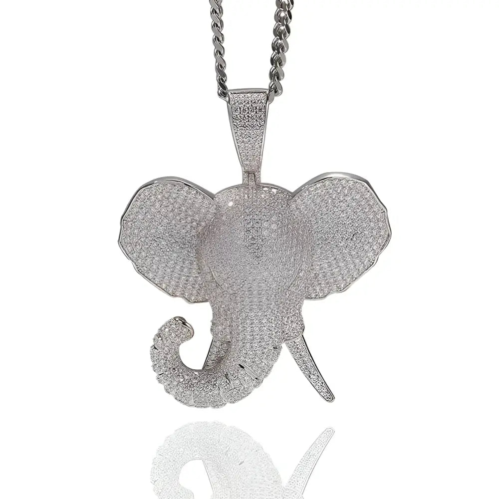Silver elephant pendant necklace.