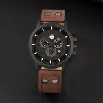 Mens Black Leather Chronograph Watch - Casual Style for Everyday Wear - Buzzastore