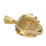 Gold pendant with blue accents.