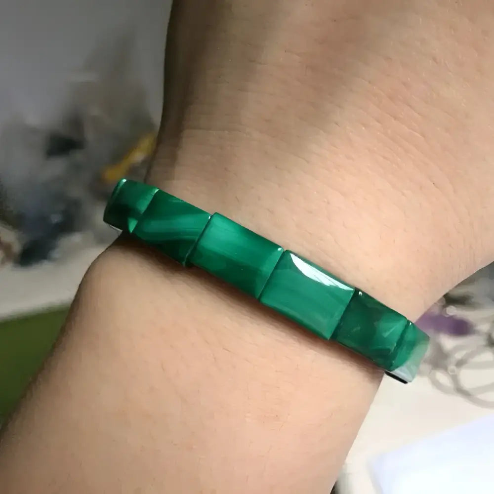 Green malachite bracelet.