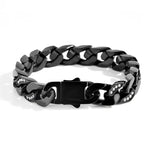 Black chain bracelet with crystal accents.