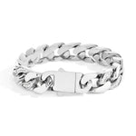 Silver chain-link bracelet with diamond accents.