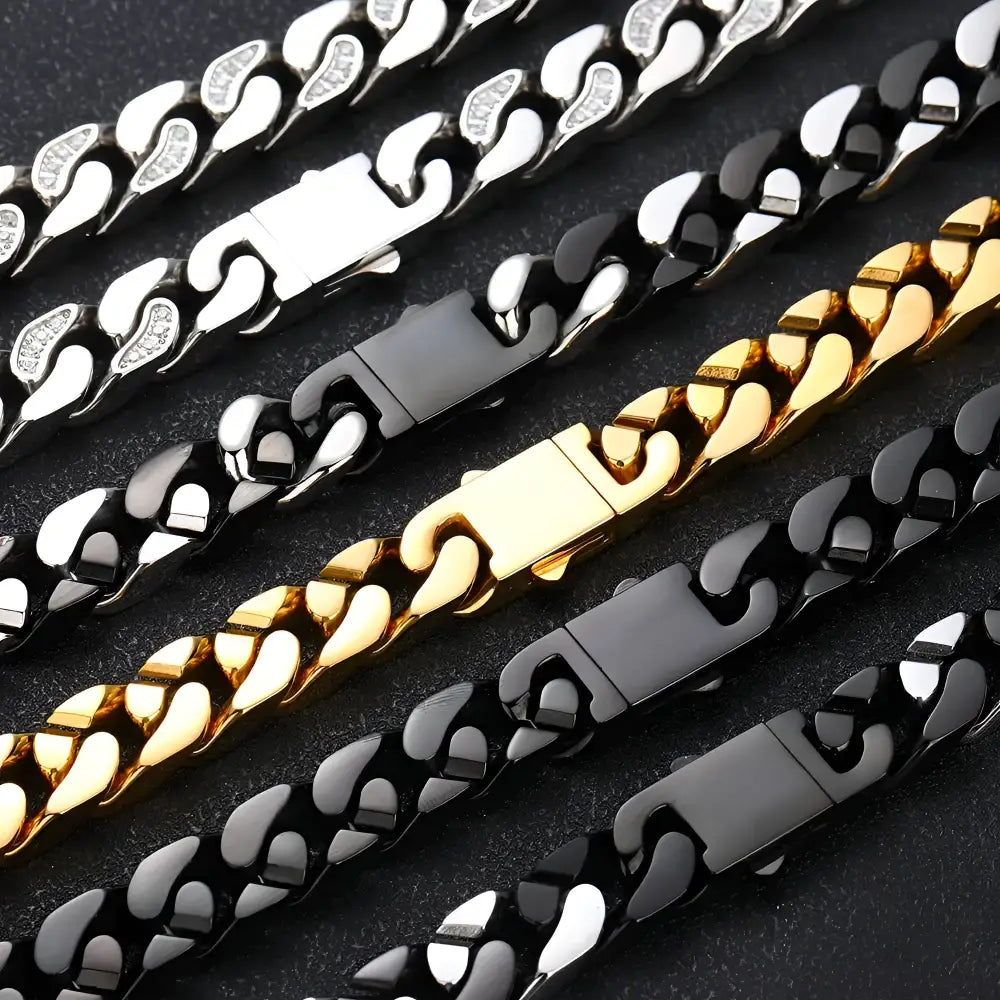 Assorted metal chain necklaces.