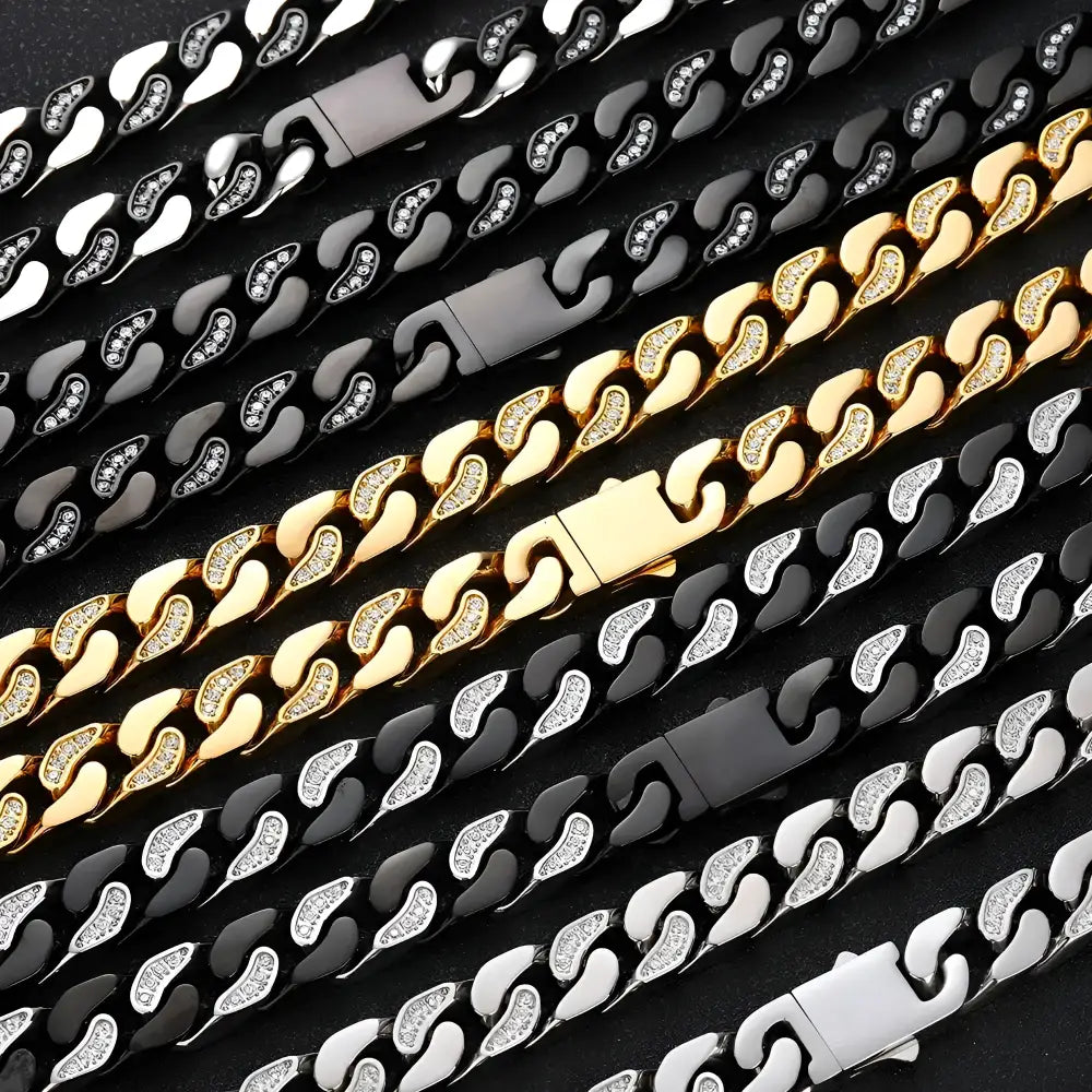 Assorted metal chain necklaces.