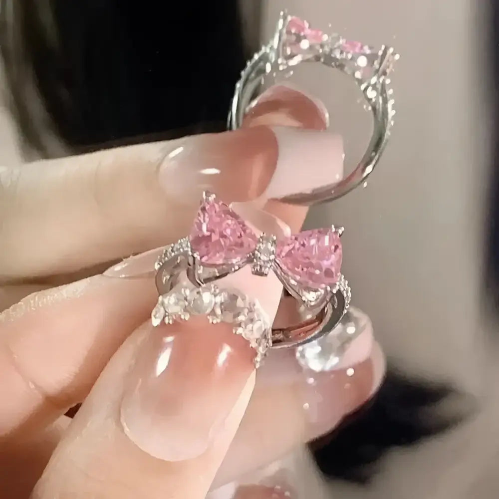 Pink bow rings.