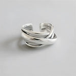 Silver crisscross ring.