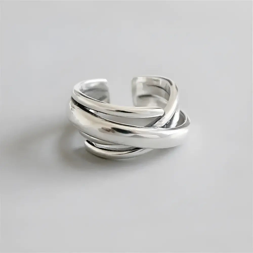 Silver crisscross ring.