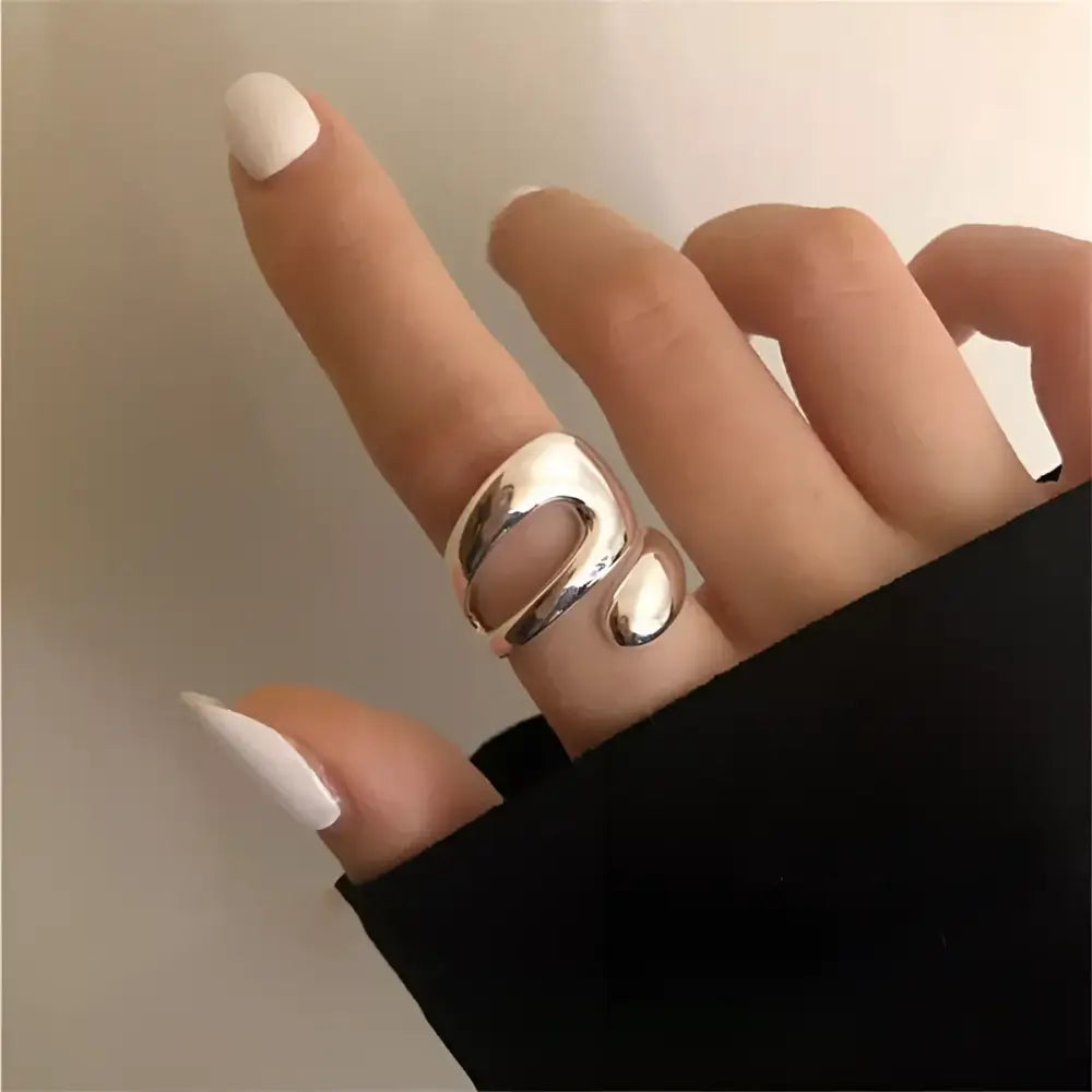 Silver abstract ring.