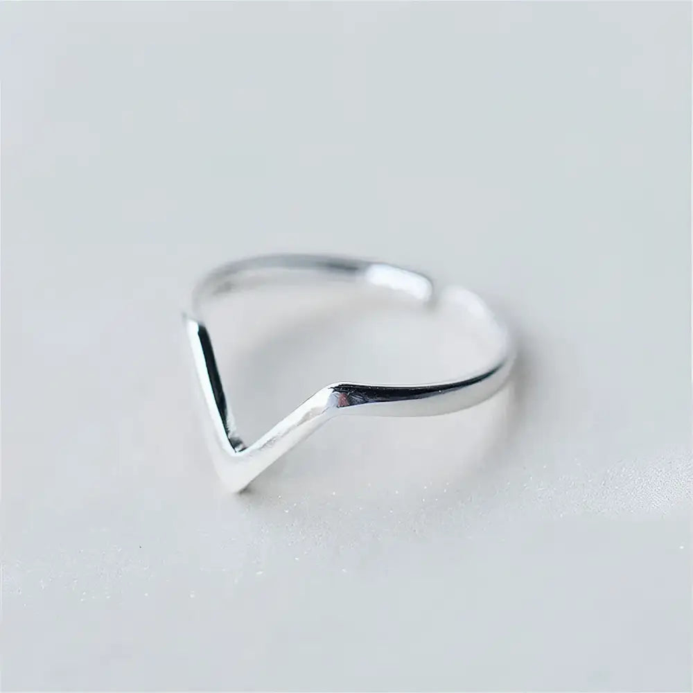 Silver chevron ring.