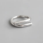 Silver double-band ring.