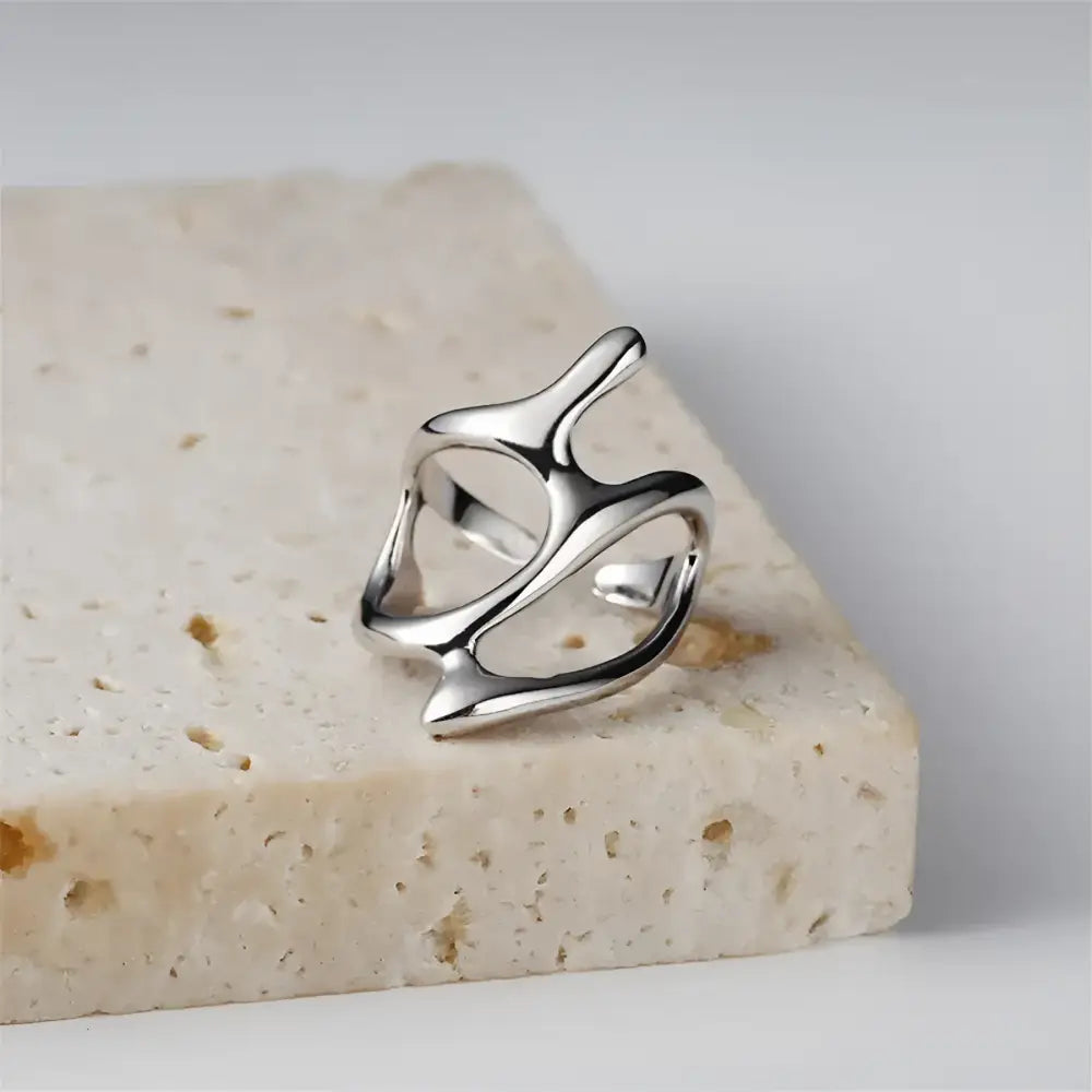 Abstract silver ring.