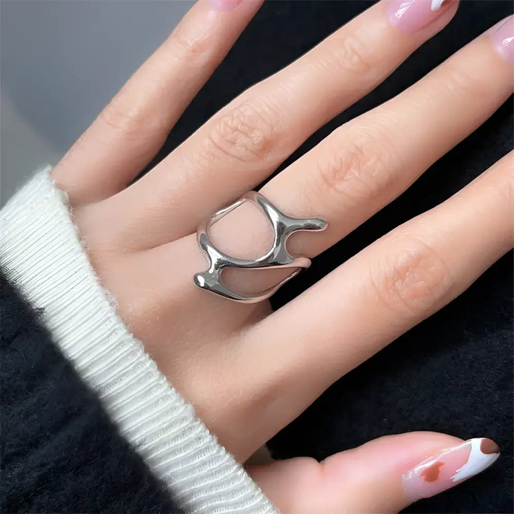 Abstract silver ring.