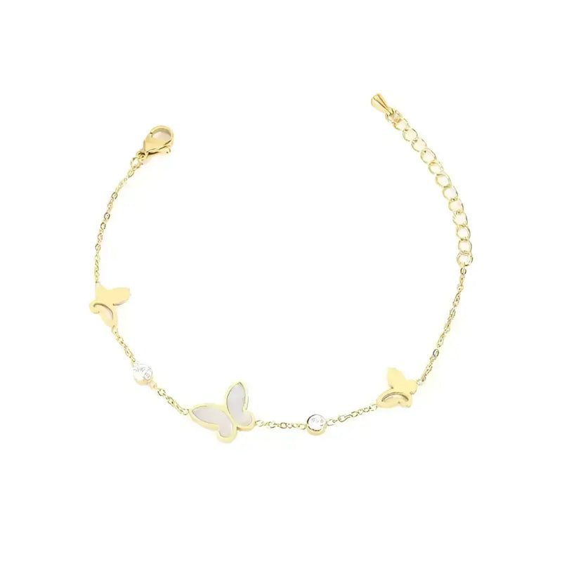 Gold butterfly charm bracelet.