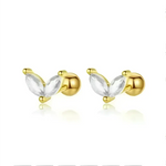 Pair of gold and crystal stud earrings.