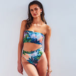 Tan Through 2 in 1 Bikini Set Bandeau & Seashell - Electric Palm