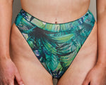 Tan Through 2 in 1 Bikini Set Bandeau & Seashell - Tropical Palm Green