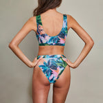 Tan Through Crop Top Bikini Set - Electric Palm
