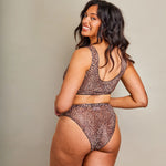 Tan Through Crop Top Bikini Set - Mini Feline