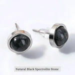 Black spectrolite stone stud earrings.