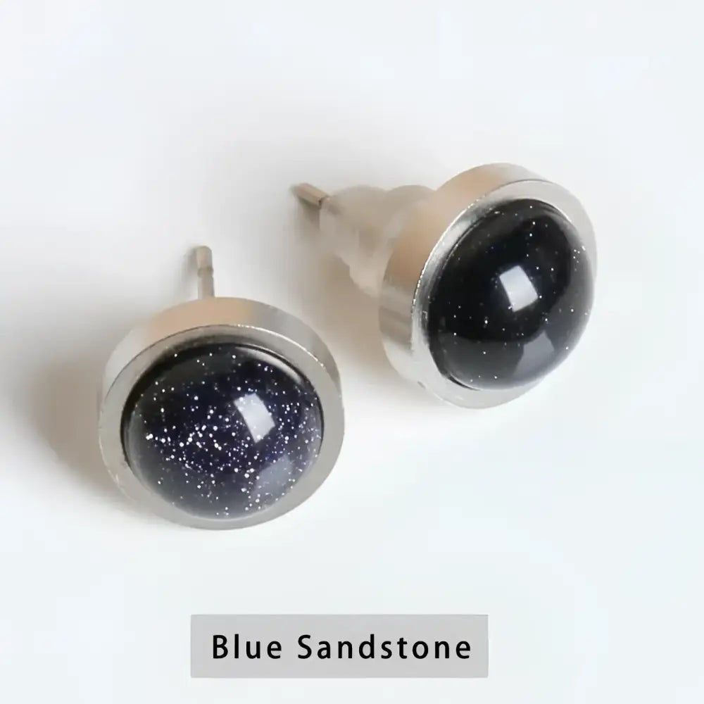 Blue sandstone stud earrings.