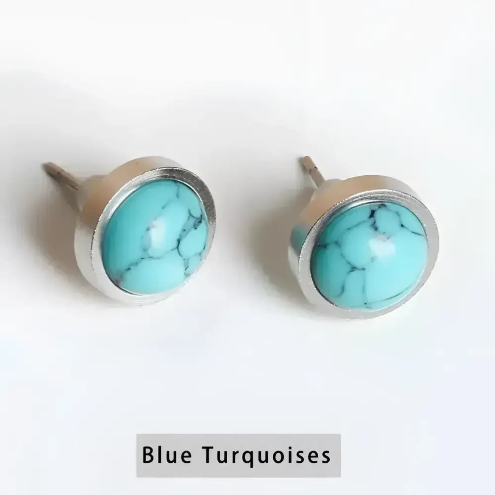 Pair of turquoise stud earrings.