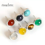 Colorful gemstone stud earrings.