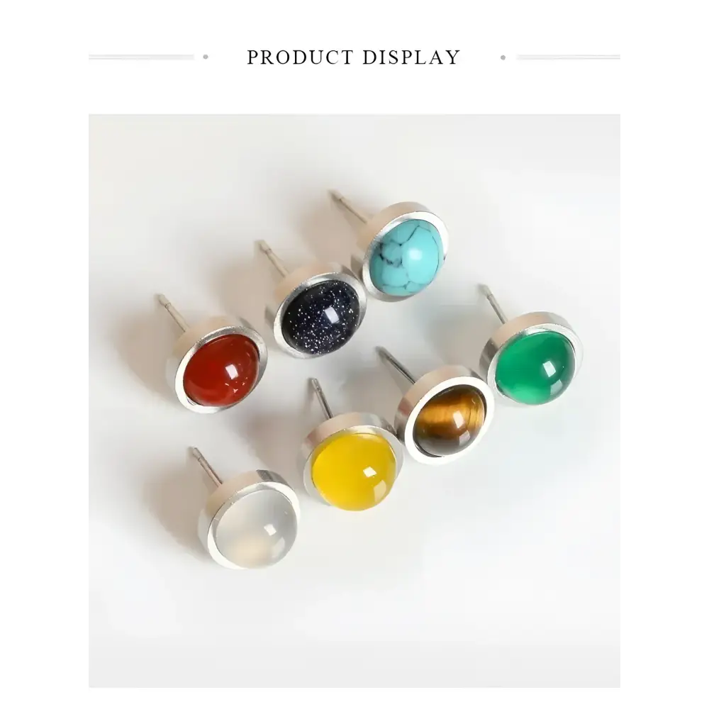 Colorful gemstone stud earrings.