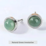 Green aventurine stud earrings.