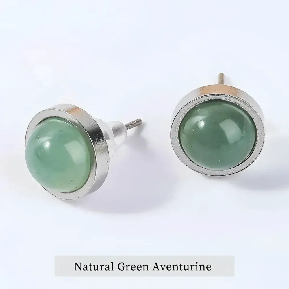 Green aventurine stud earrings.