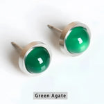 Green agate stud earrings.