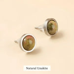 Pair of unakite stud earrings.