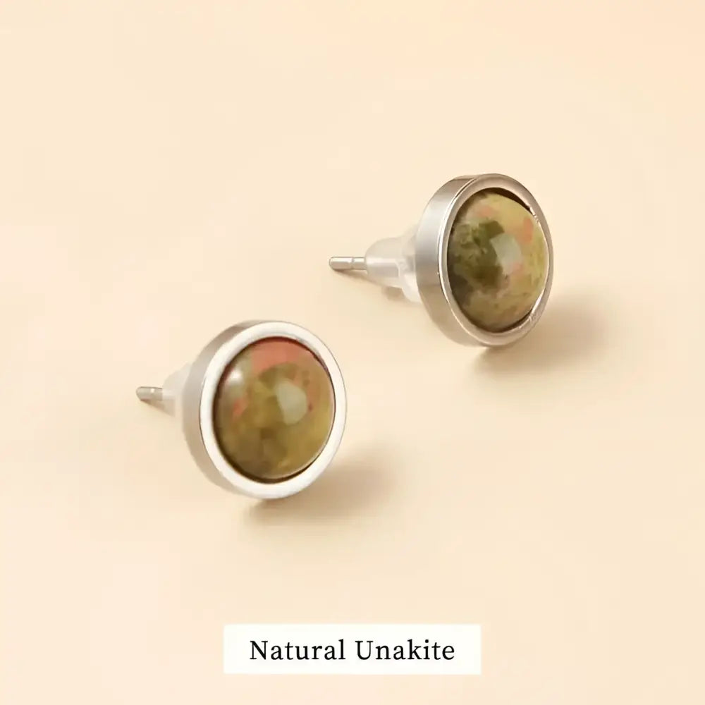 Pair of unakite stud earrings.