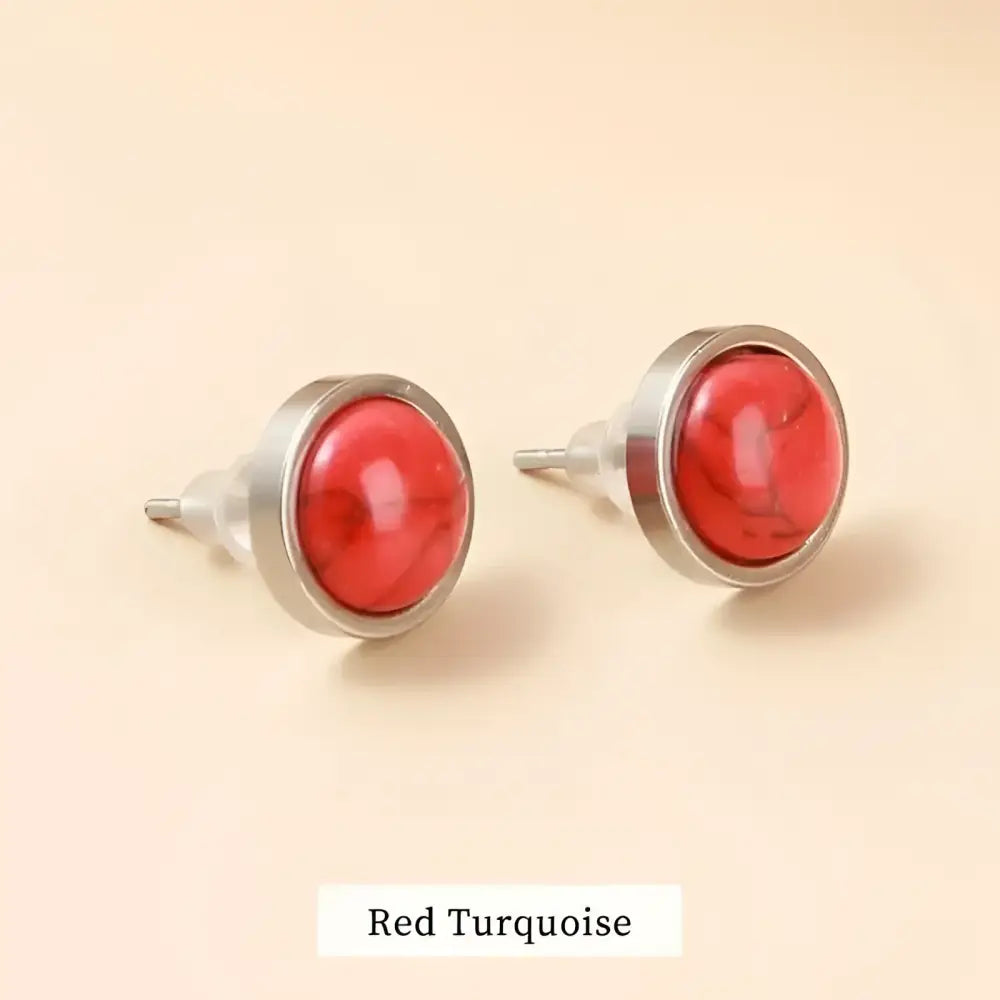 Red turquoise stud earrings.