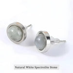 Pair of white spectrolite stone earrings.