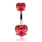 Heart-shaped belly button ring.