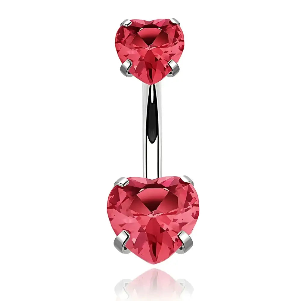Heart-shaped belly button ring.